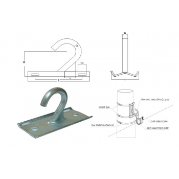 Móc Treo Cáp ABC Đơn - Ốp Cột Móc Treo Cáp Vặn Xoắn